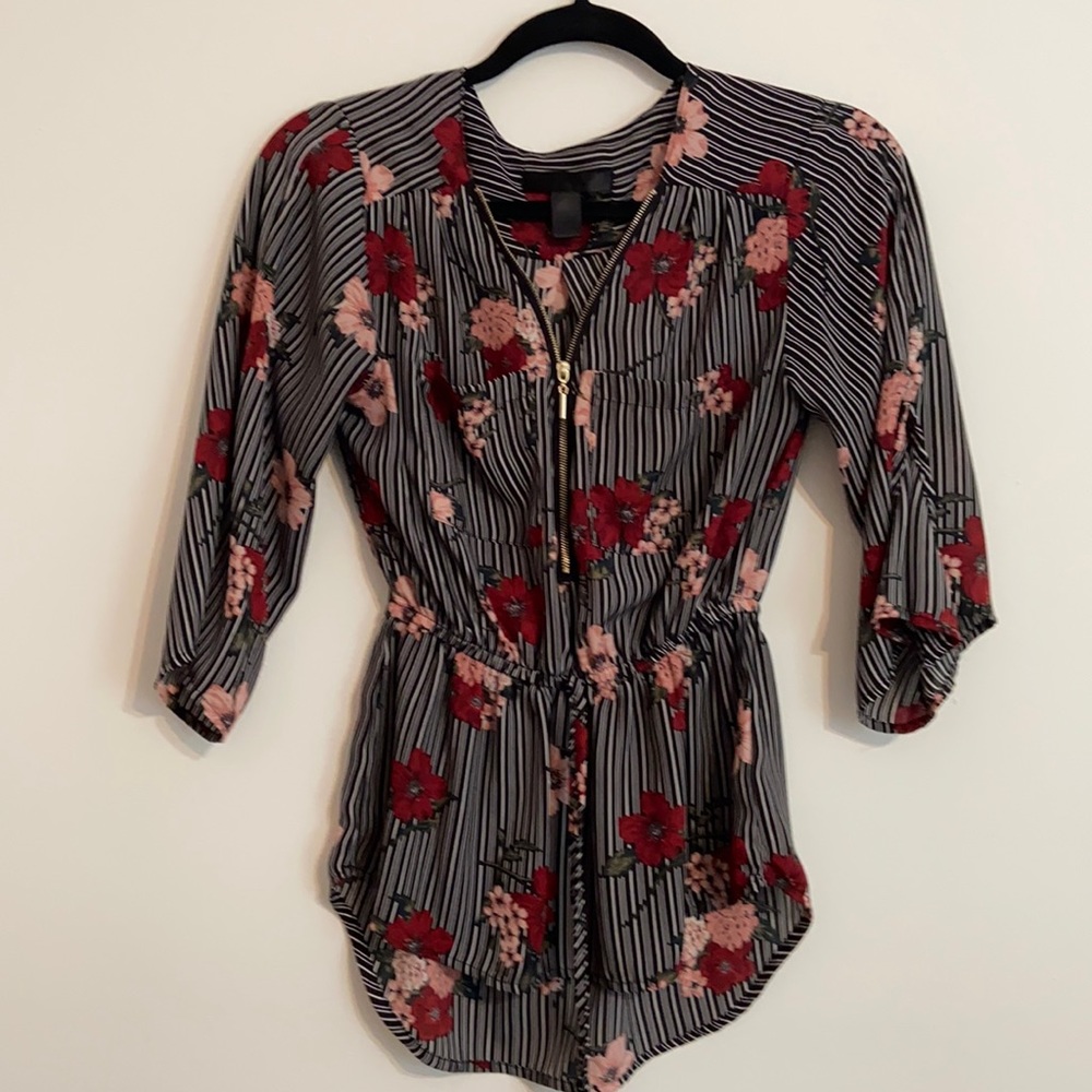 Floral Zip Blouse
